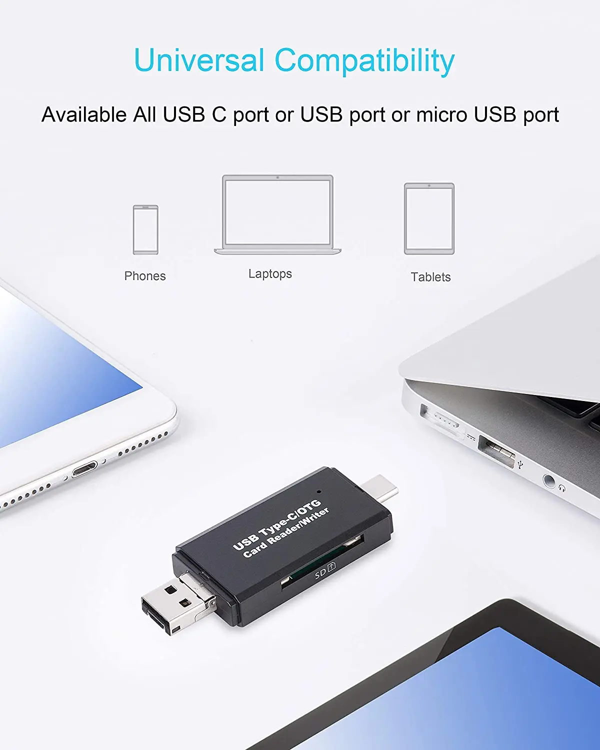 3 in 1 USB2.0 3.0 OTG Type-C Memory Mirco USB Card Reader Adapter OTG Card Reader for Mobile Phone