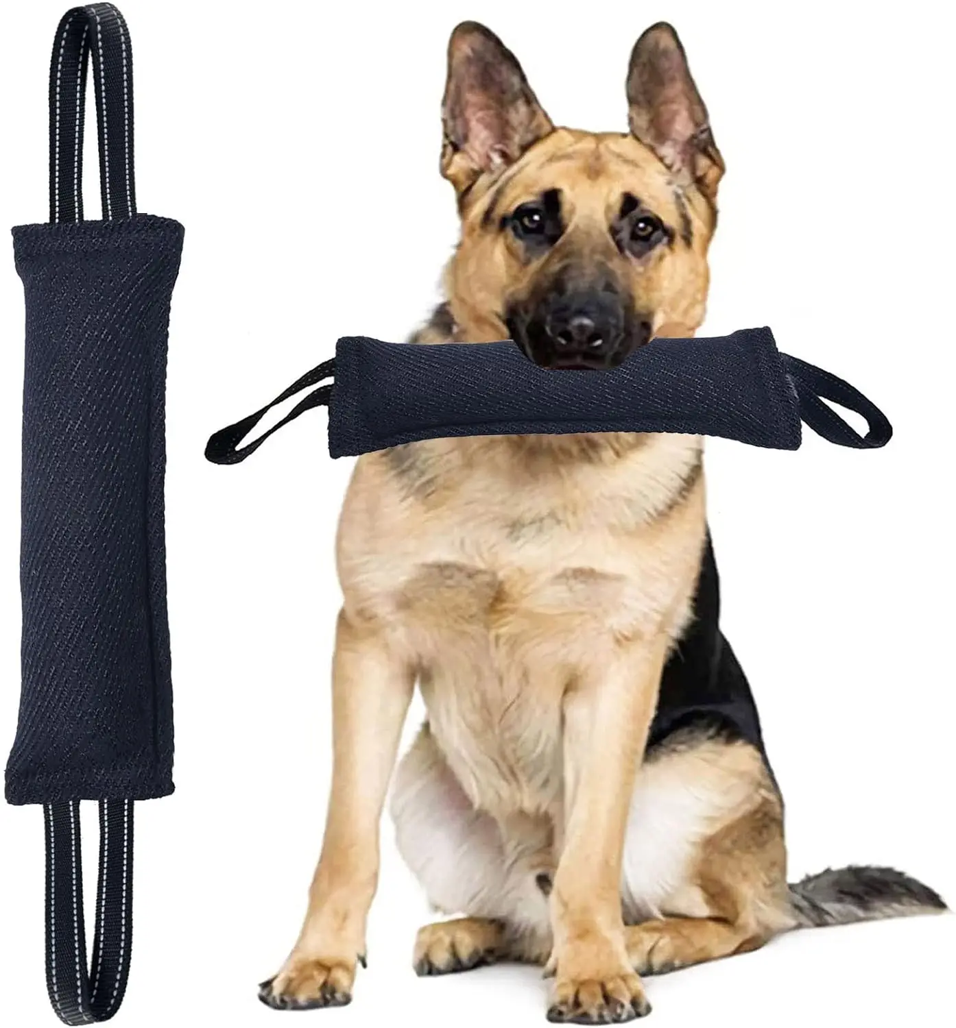 unique dog bite tug pull toys with 2 strong handles cotton fabric tug dog training chew toy for young dogs interactive playing