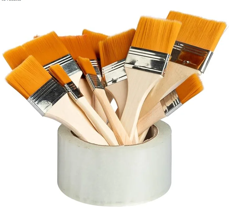 Set of 12 Art Paint Brushes Painting Brushes with Wooden Handles for Artists
