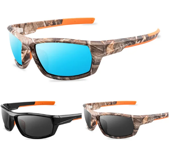 Hot Sell custom logo outdoor sport polarized sunglasses cycling fishing camouflage sporty glasses for Men