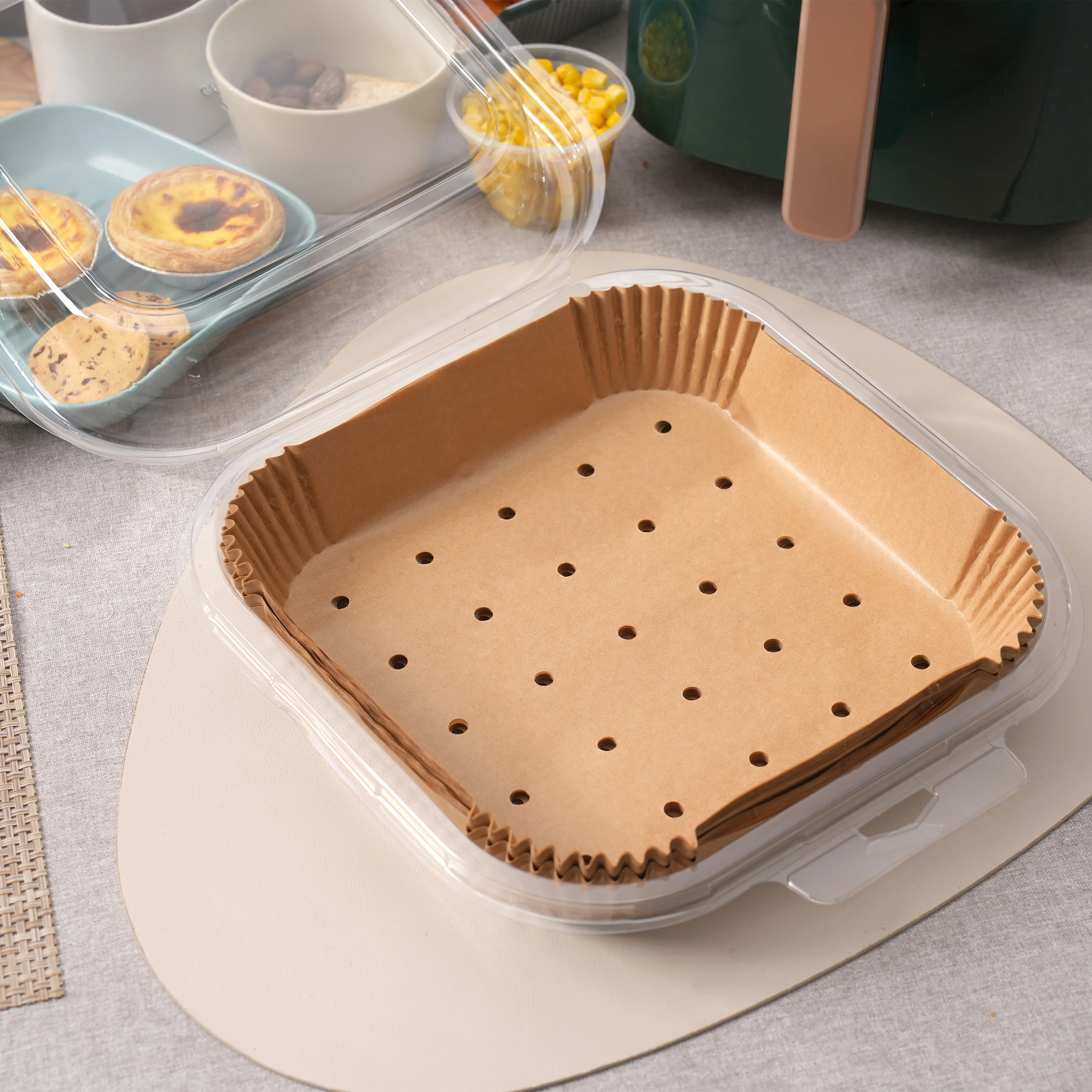 Hot Sale New Design Biodegradable Silicone Air Fryer Liners Coated Parchment Cooking Paper for Air Fryer for Food Industry