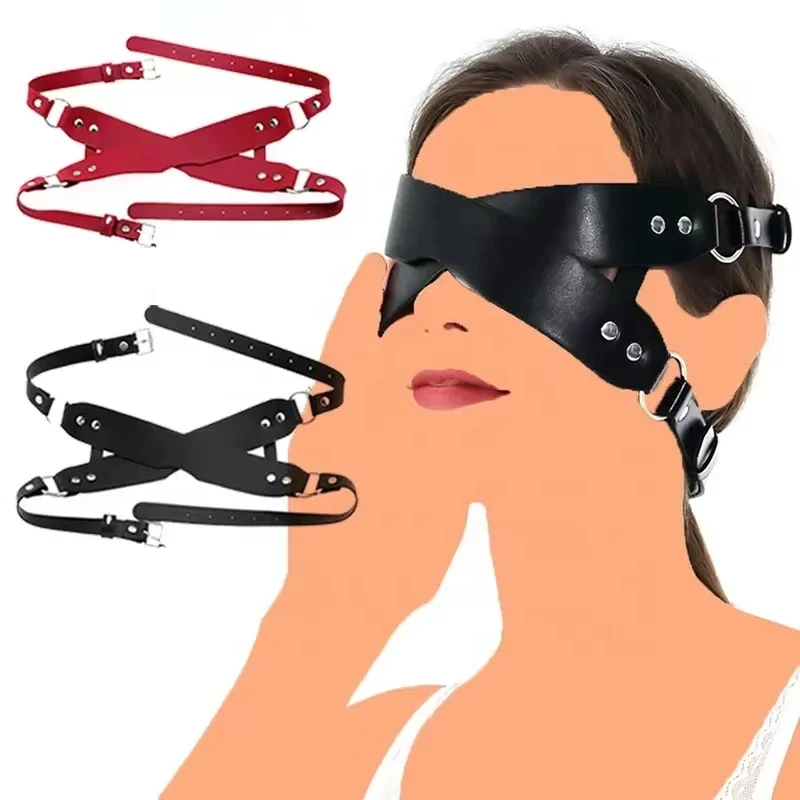 Hot selling Exotic Costumes Leather Bondage Gothic Mask Sleep Eyeshade Fetish PU SM Blindfold Couple Adult Tool For Edgy Woman