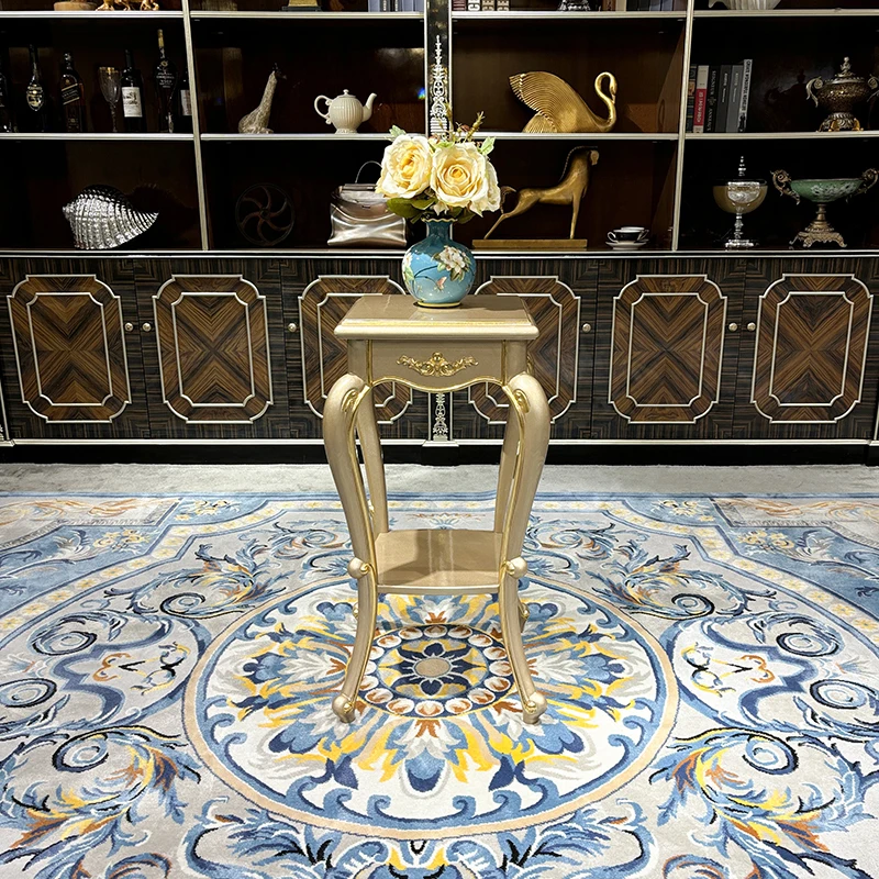 MO LAN French flower shelf living room storage shelf European court luxury champagne solid wood floor flower pot rack