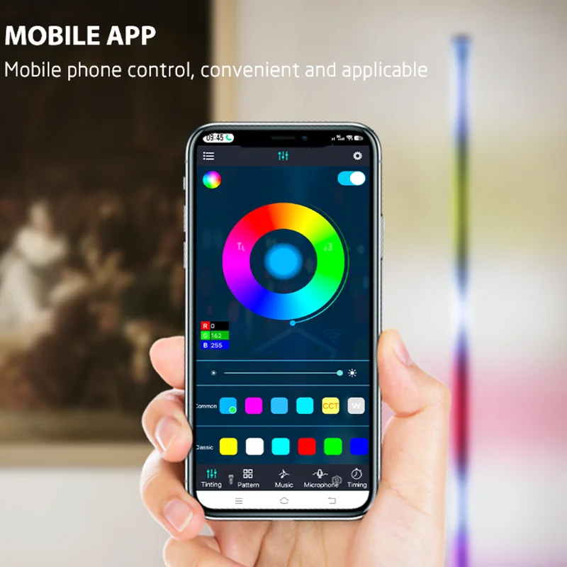 Cheap LED Standing Floor Lamp APP Control RGB Changing Color Wall Corner Effect Smart Decoration Ambient Lighting