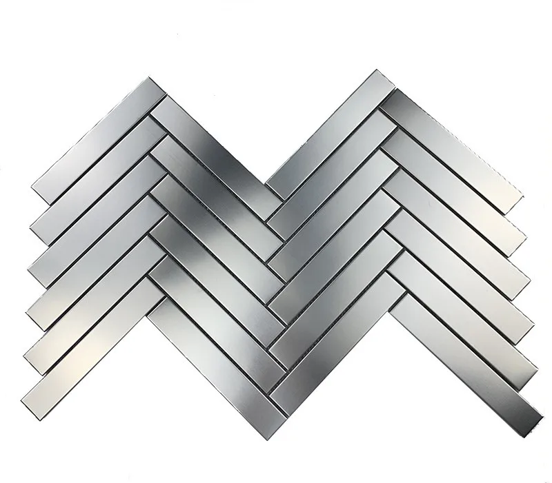 New style 201/304 stainless steel mosaic herringbone brushed fishbone hotel metal background wall
