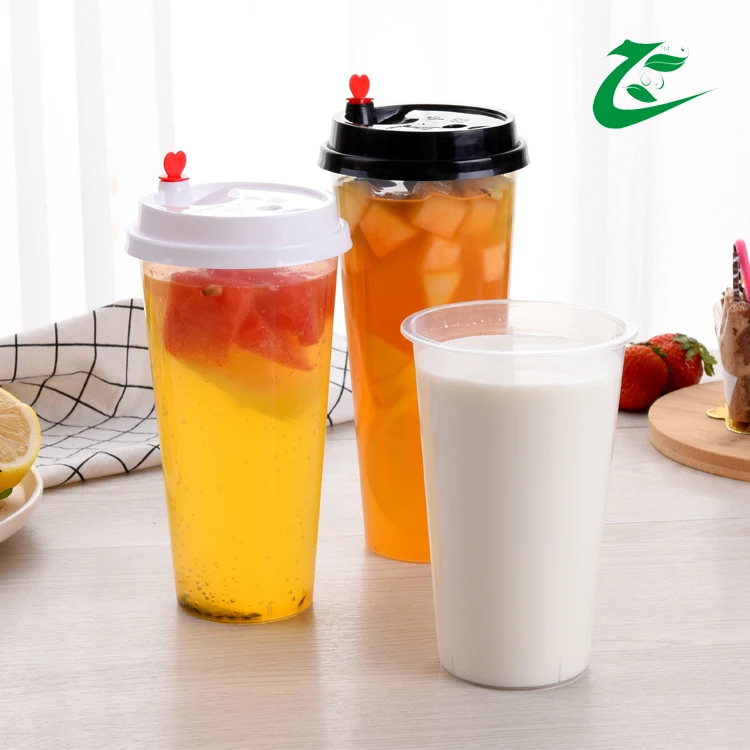 
700ml injection molding 24oz custom printing disposable transparent bubble tea PP cup with lids 