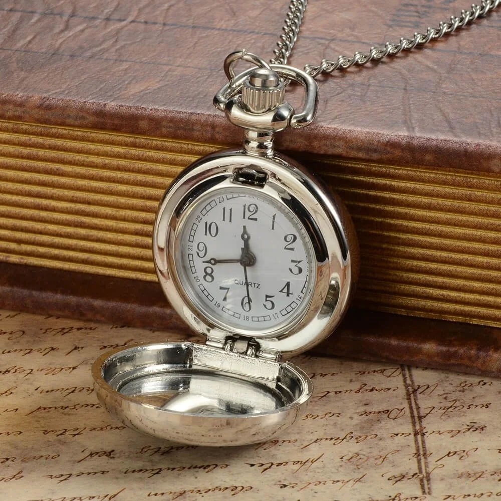 Classical Design pocket watches flower pattern case Arabic numerals necklace Quartz watches