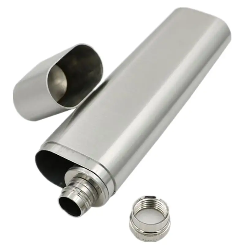 Two-in-one Brushed Cigar Flask 1 Cigar Holder and 2 Oz 304 Stainless Steel Tube Flask Combo Pocket Container