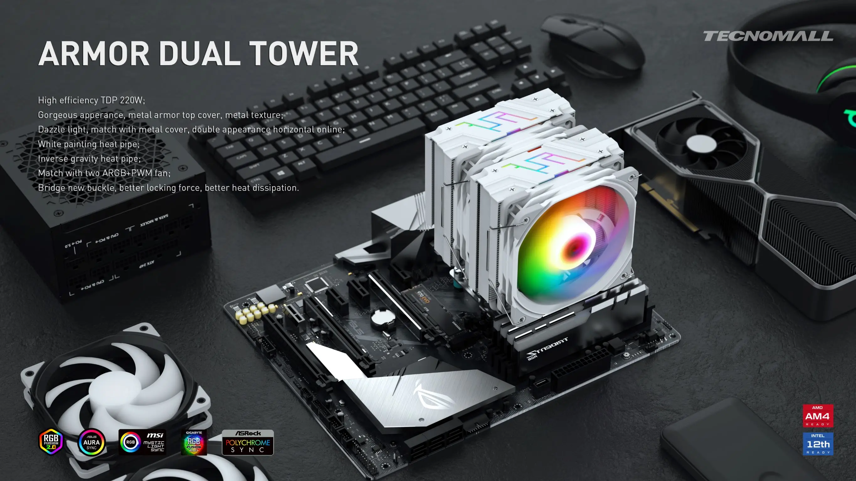 Computer Case Cup Cooler Armor Pwm Gaming Case Fan Rgb Customized 120mm Aluminum ARGB Fluid Bearing 40000 Hrs 4pin K4ARGB-BK