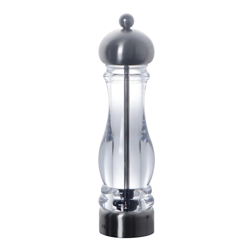 Manual round Ceramic Acrylic Kitchen Tool Custom Logo Salt & Pepper Sea Grinder with Plastic Body