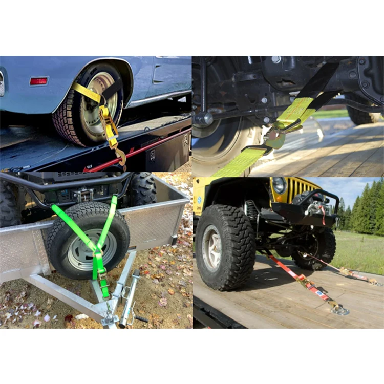 2inch X 36ft Yellow Red Blue Purple Orange Sliding Sleeve Tie Down 10000lbs Wheel Lashing Strap Belt Strap 4 Axle Straps