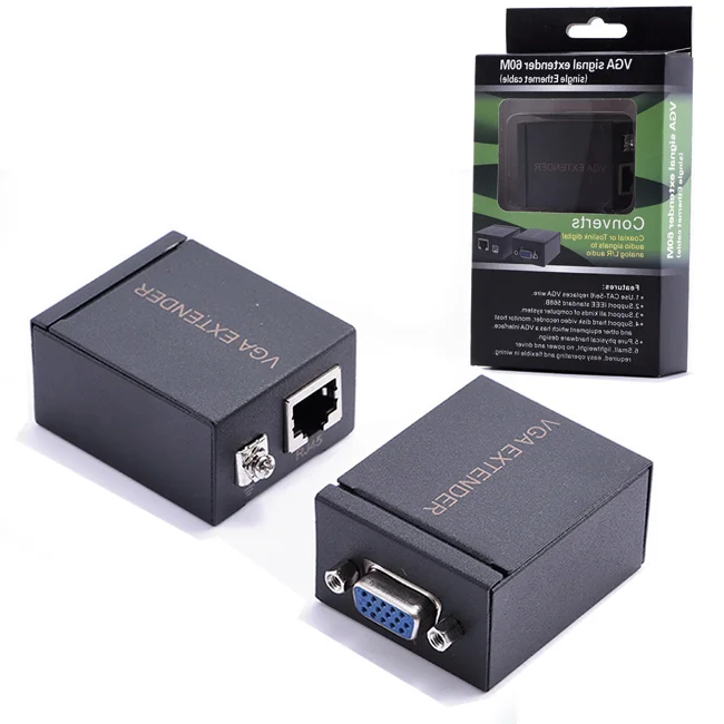 VGA Extender with audio signal Over RJ45 Cat5/6 UTP Network Cable Extender 60M 1080P Vga to rj45 Network Extender