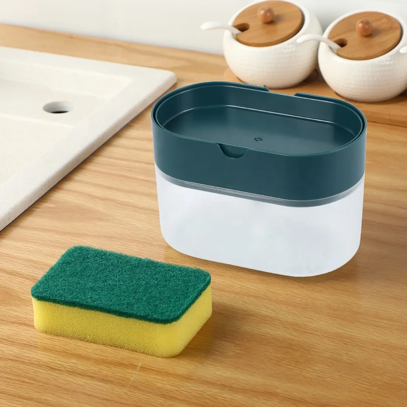 
Portable Kitchen Soap Pump Dispenser And Sponge Holder 