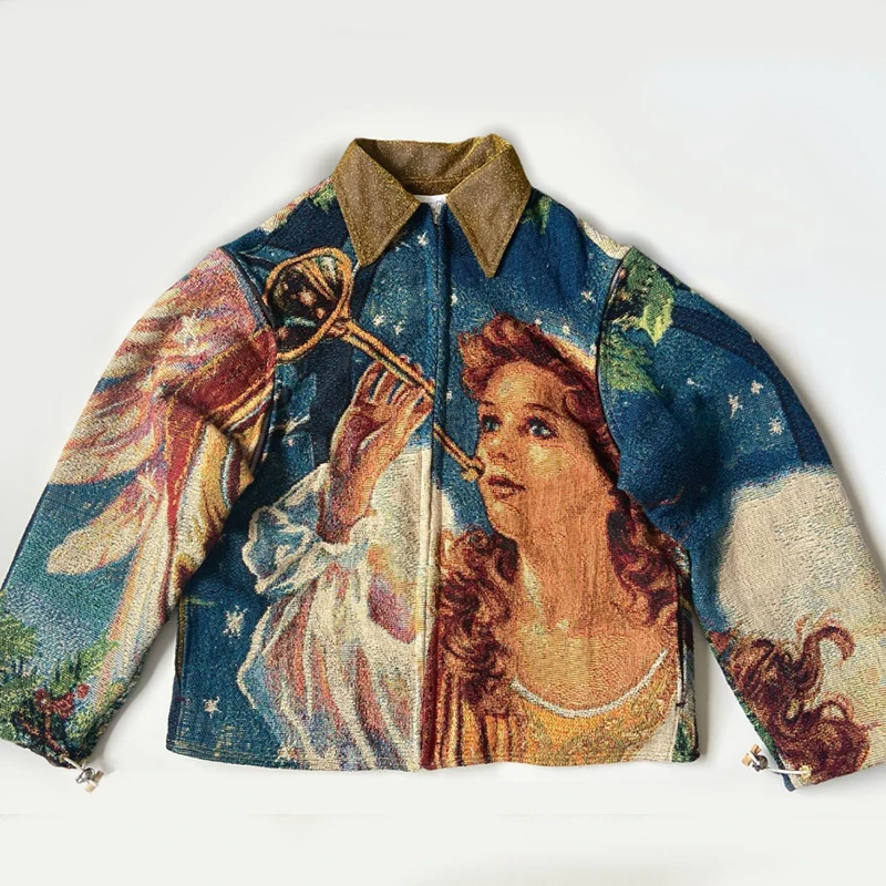 DiZNEW Men And Women Jacket Exquisite Vintage Embroidery Pattern Jacquard Jacket Factory Custom Men Puffer Jacket