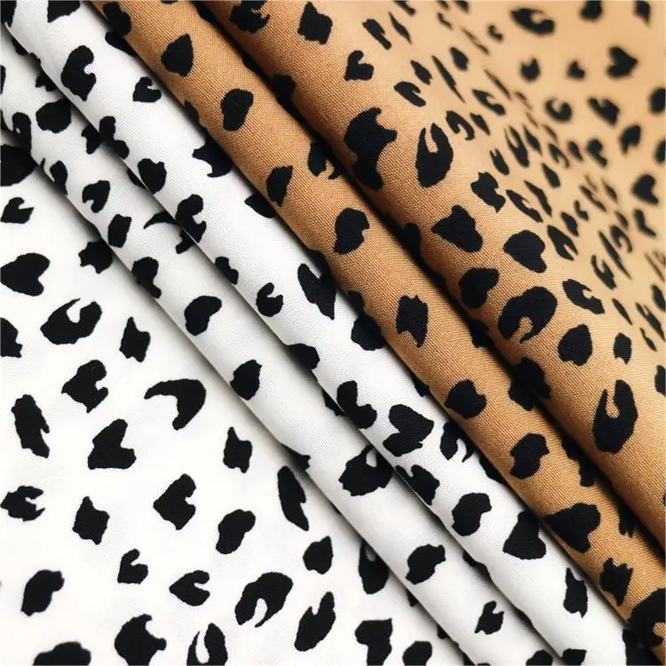 High Quality Smooth 100% Polyester 4 Way Stretch Spandex Leopard Printed Fabric