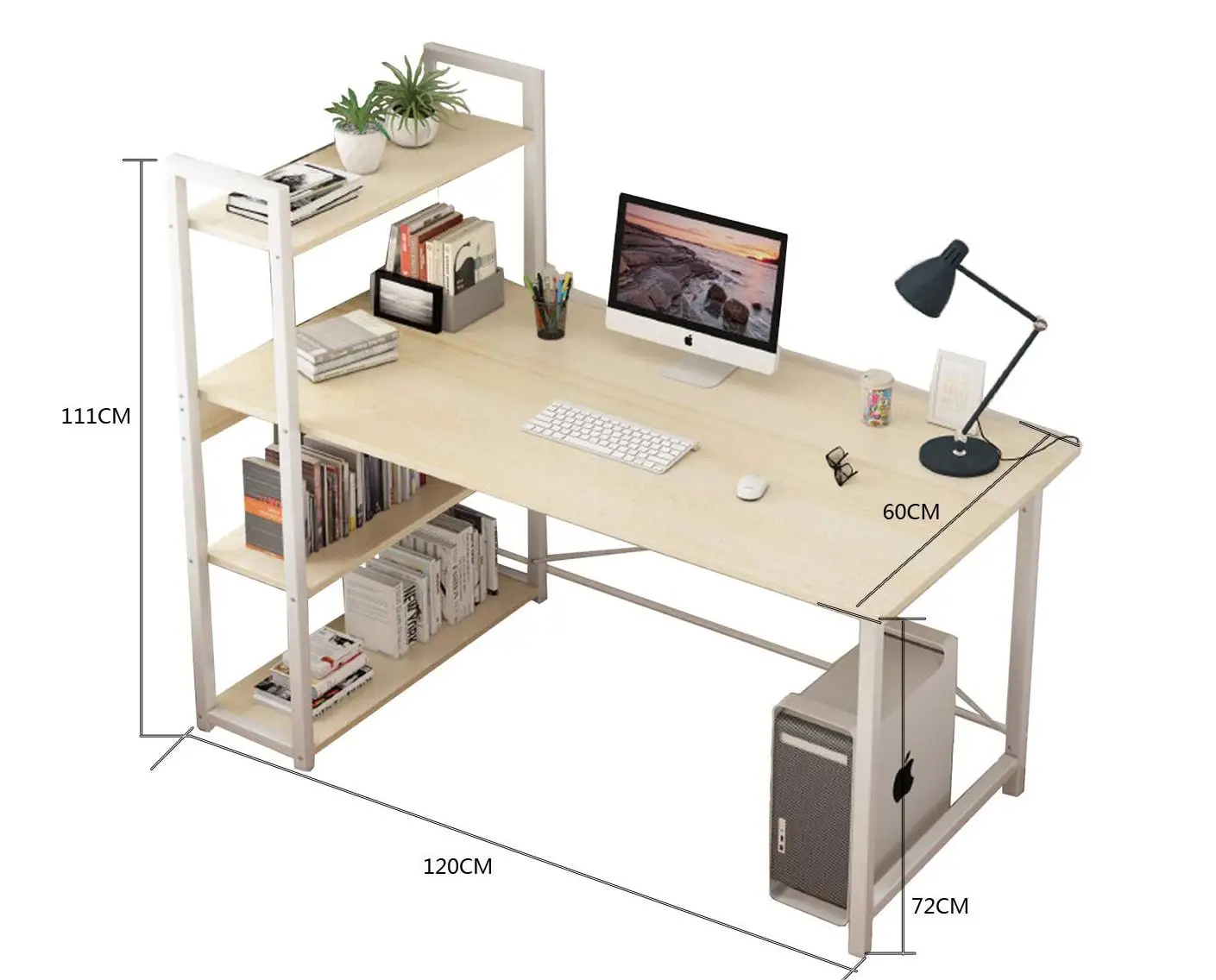 Escritorio para computadora simple wooden stable steady corner office working study tables desk furniture with storage shelves