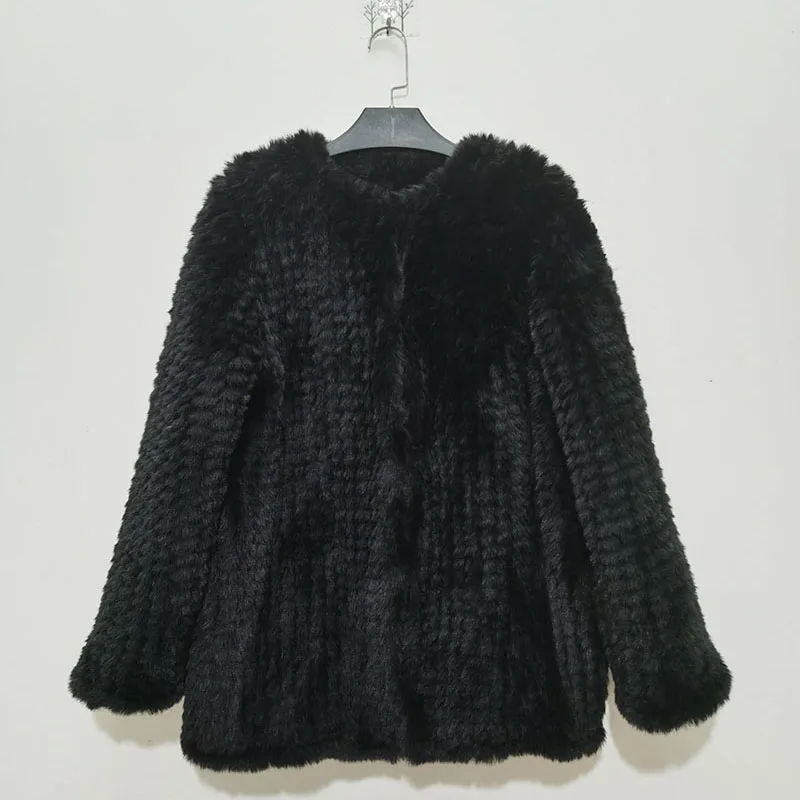 FF004 New Hot winter high quality jacket cheap custom fake fur hand knitted faux fur coat for women