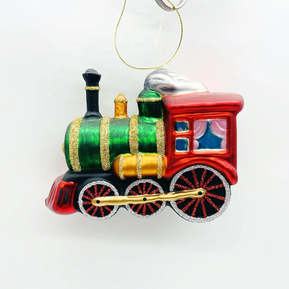 old world xmas party Decorations Supplies glass craft train christmas tree hanging ornaments