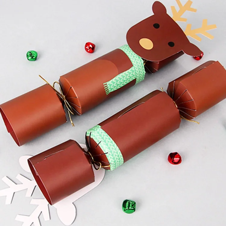 New Creative Paper Christmas Cracker Candy Box Santa Claus Deer Nutcracker Gift Crackers Christmas Party Favors