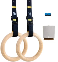 Olympic Rings  Wooden Gymnastic Ring  with Nylon straps For Home Gym Full Body Workout