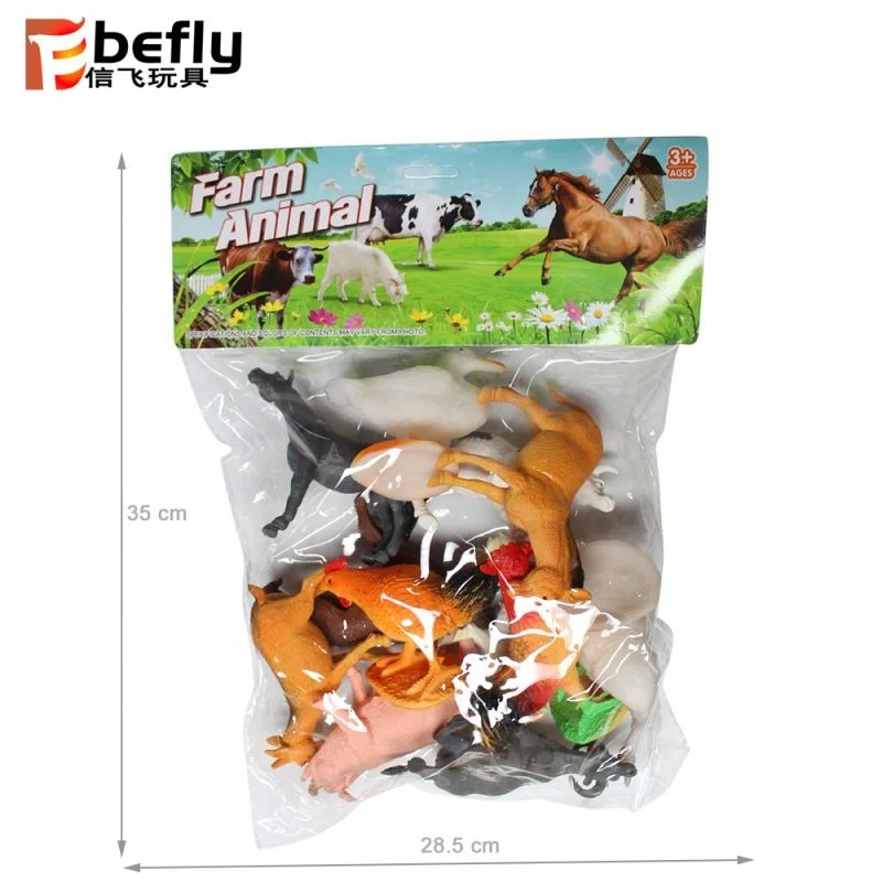 SS 4-5 inches Hollow 12 kinds plastic horse cow sheep farm animal model toy