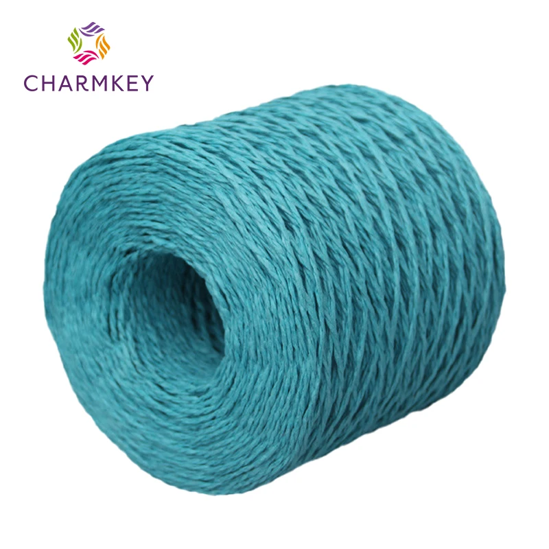 Hot sale customized 110 gram per roll colored flat paper rope 100% Paper Raffia fashion bundle gift box Raffia yarn for crochet