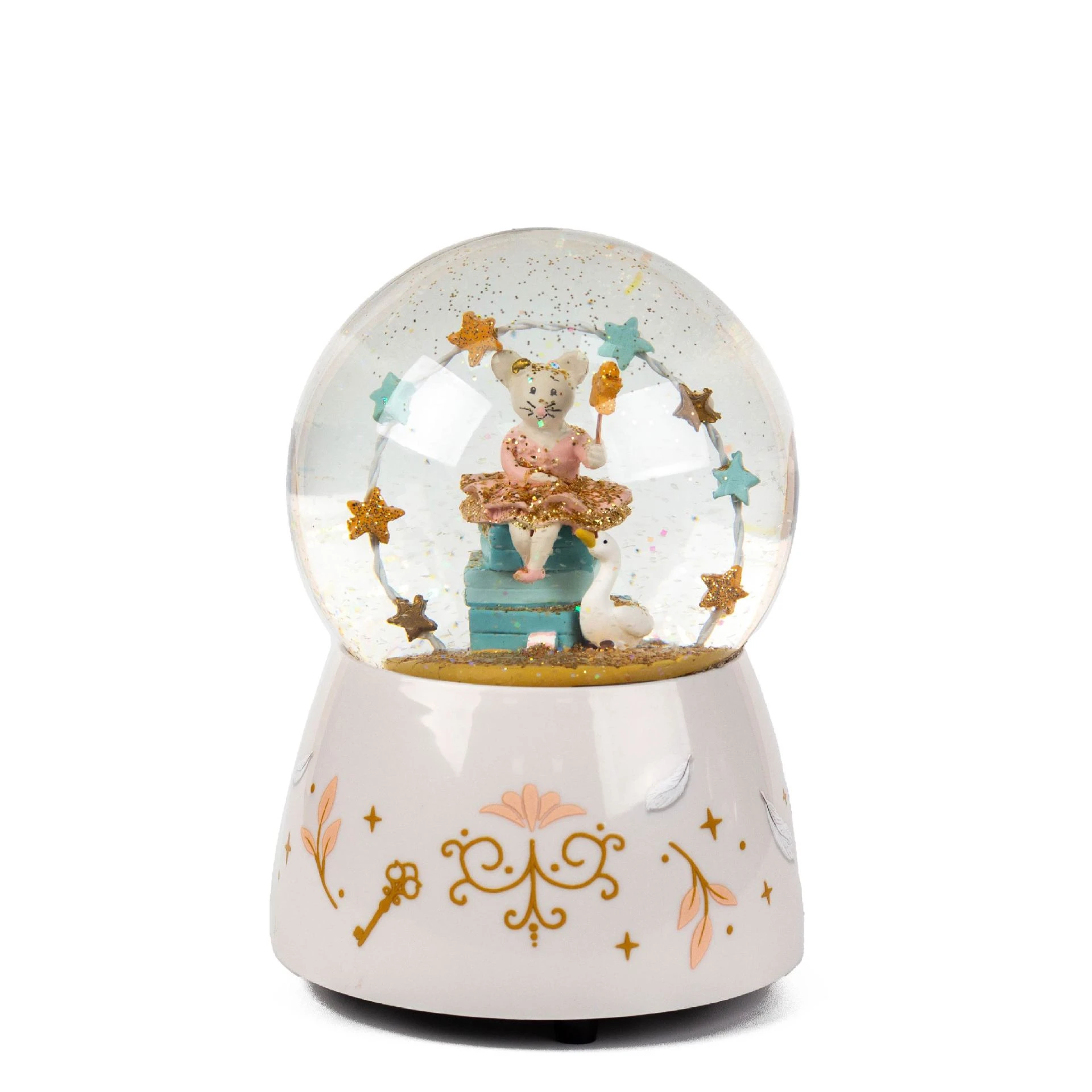 New design 100mm magic lady mouse Souvenir Kit gift decorative ornament ceramic Glitter Snowball Water Globe Custom Snow Globes