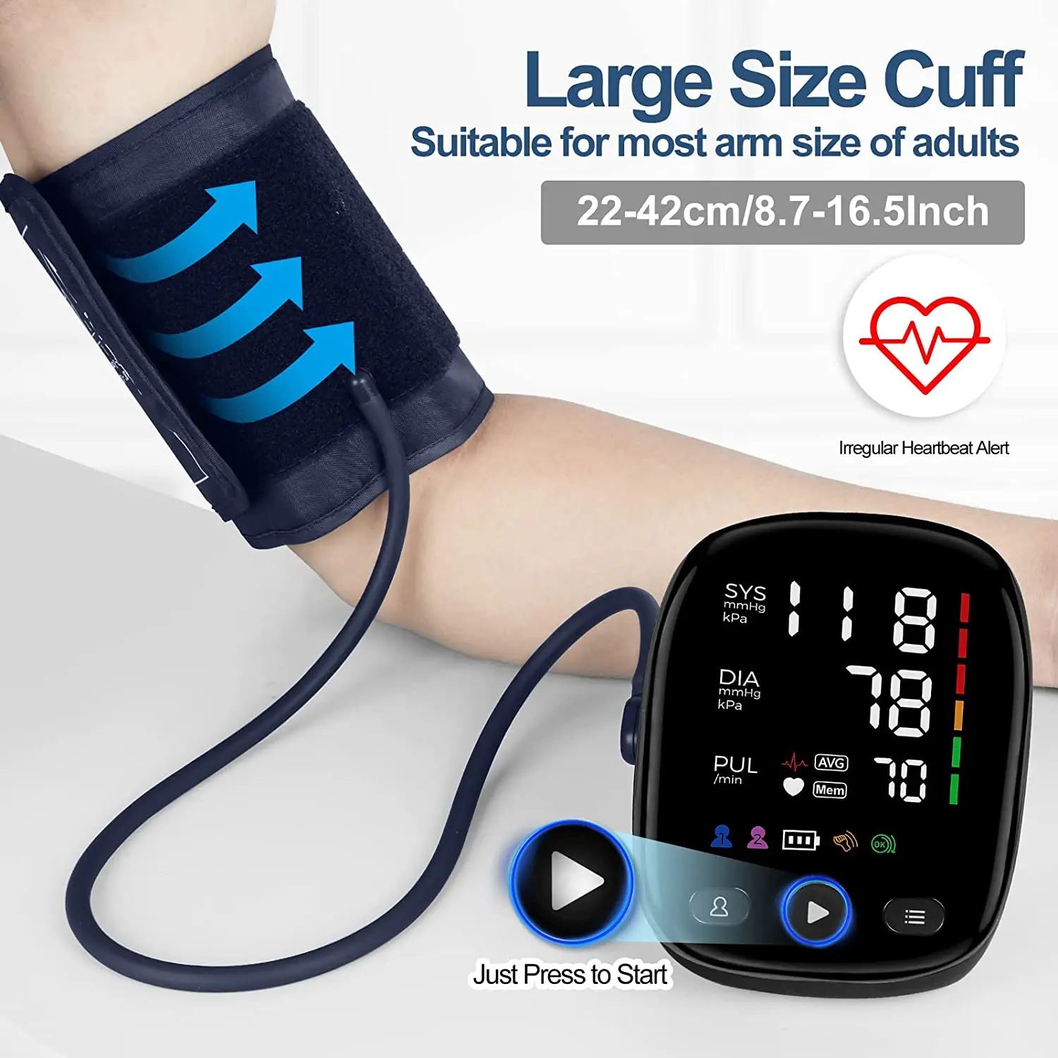 Blood Pressure Monitor - Digital Automatic Measure Blood Pressure Monitor with Heart Rate  Pulse Detection