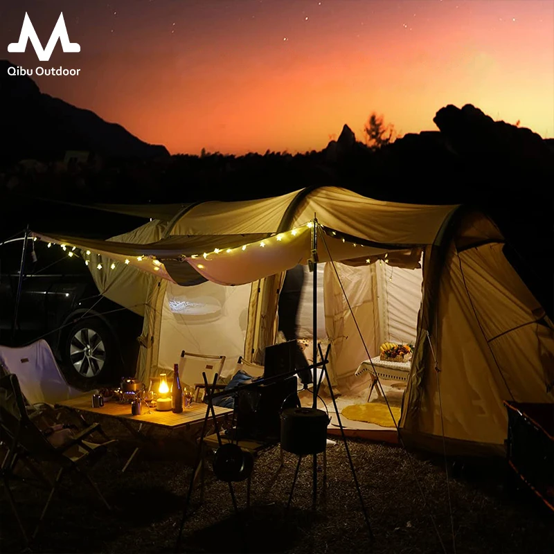 Qibu 4-6 Person Universal Suv Camping Tent Car Tailgate Sun Shelter Canopy Folding Extension Space Leisure Cozy Car Rear Tent