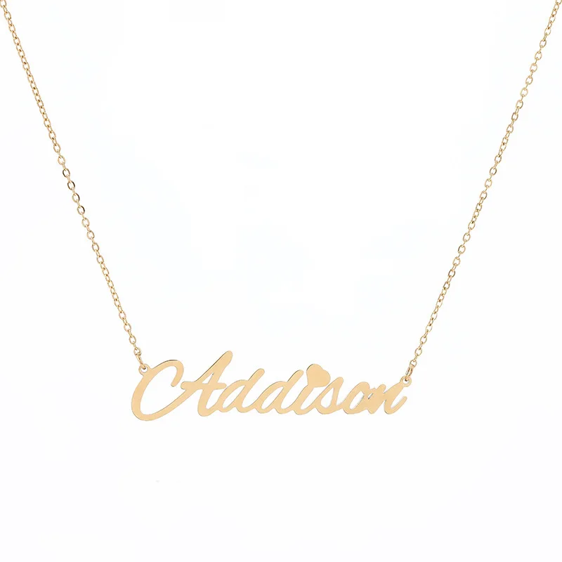 DIY Name Necklace with Multi Font Gold Plated Stainless Steel Silver Chains Featuring Pearl Diamond for Christian Wedding Gift