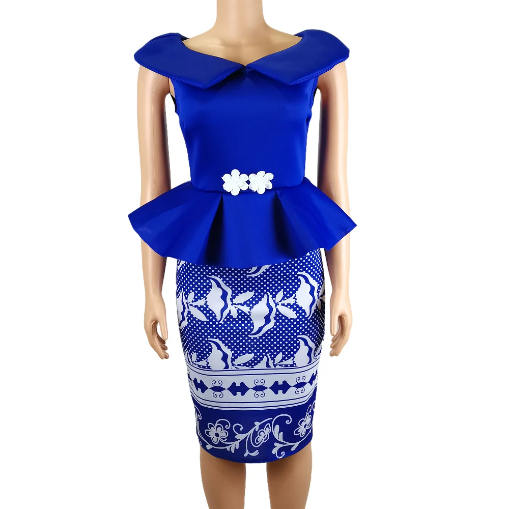 summer African Red Dress Women Vetement Femme Afarica Clothes Office Lady party Bazin Riche Festa Dress