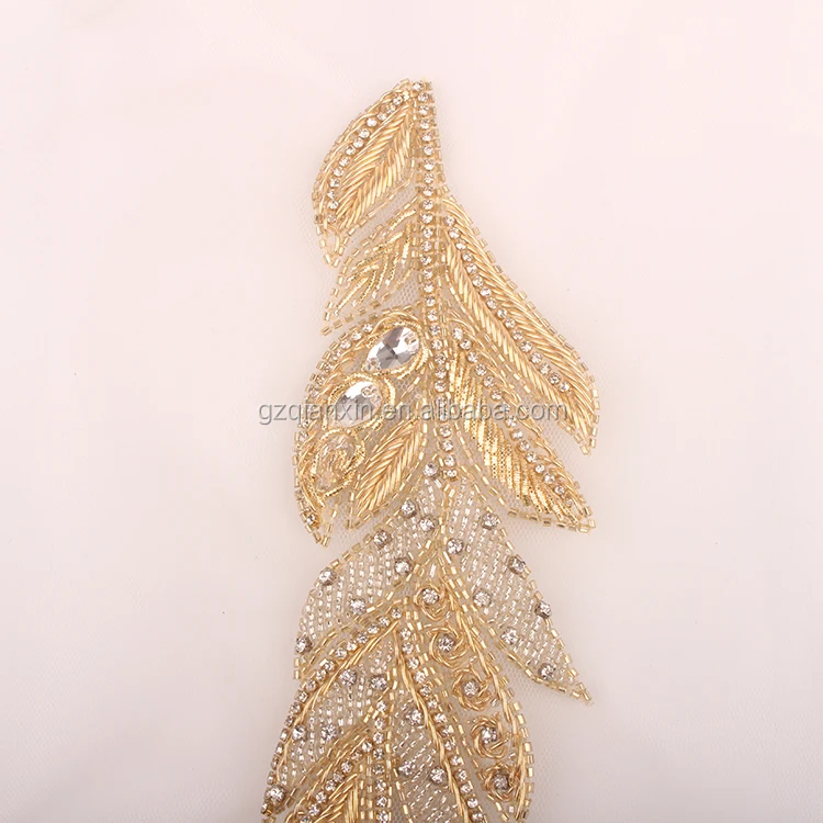 
Indian Bead Belt Indian Slace Sequin Rhinestone Trim in Gold 