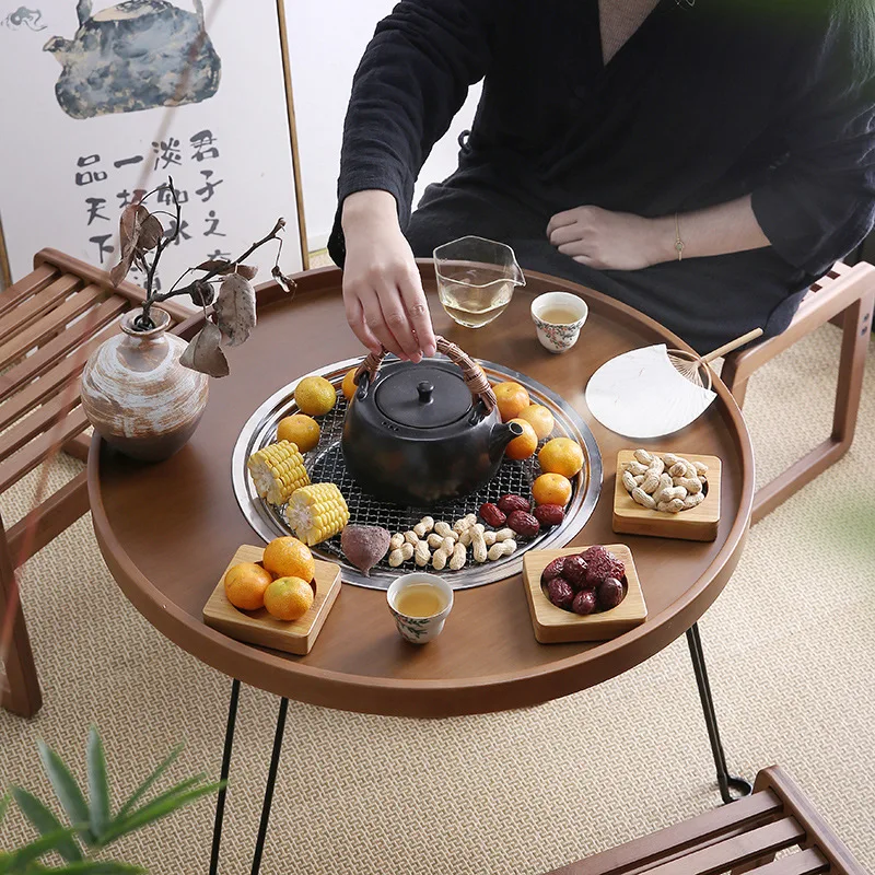 2024 New Solid Wood Coffee Tables Living Room Home Small Apartment Simple Modern solid wood Coffee Table Round Coffee Table