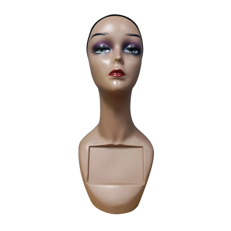 Оптовая продажа по индивидуальному заказу, недорогой новый парик, дисплей головы, реалистичный женский макияж, лицо, черный манекен, голова с плечами