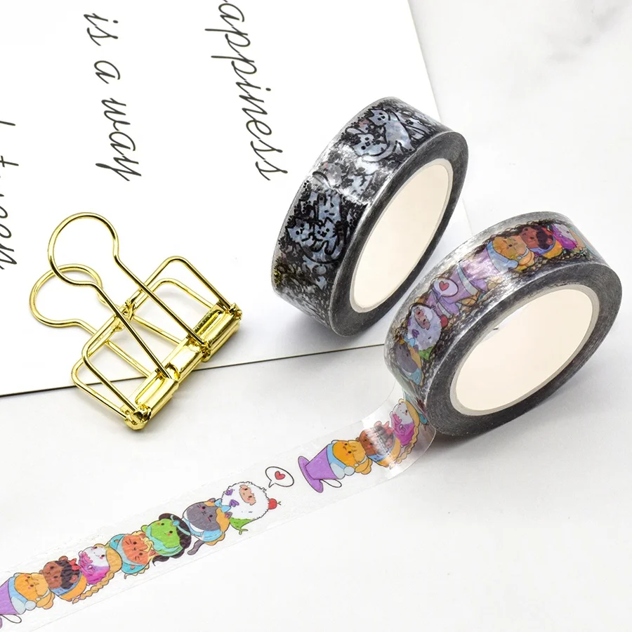 Colored Craft Custom Printed Green Glitter Kawaii Korea Washi Tape
