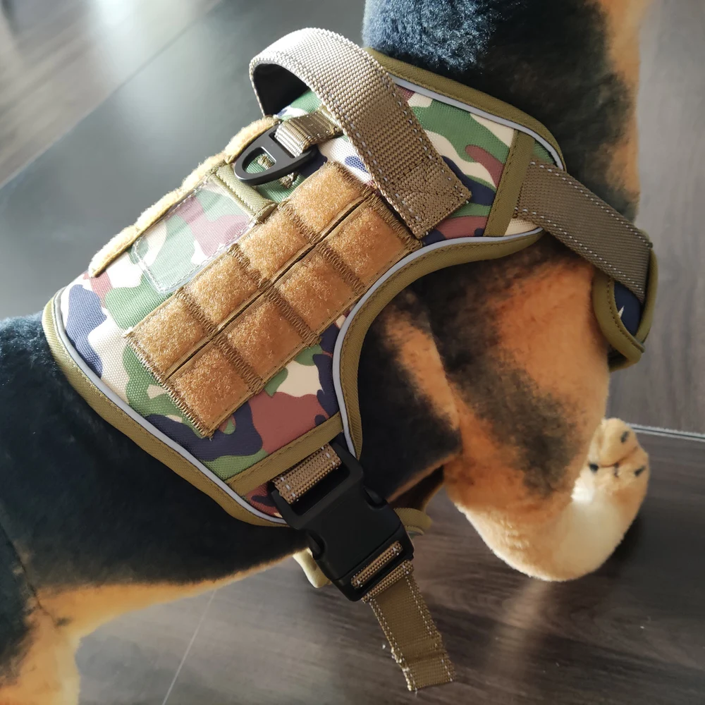 Manufacturer Customized Logo Nylon Adjustable Pet Chest Strap Reflective Tactical Dog Harness Vest