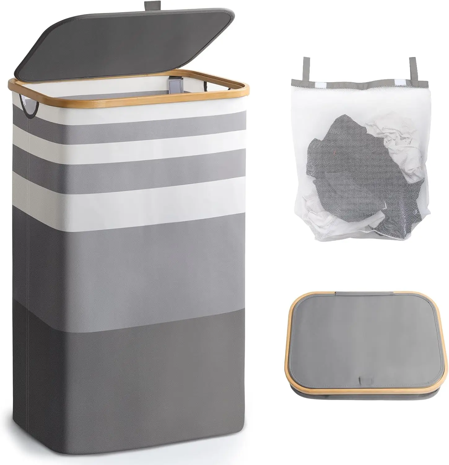 Hot selling model laundry basket with bamboo ring Large capacity bamboo laundry basket
