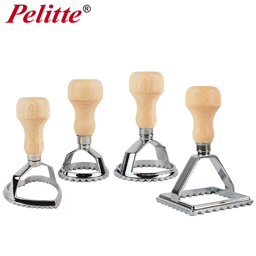 Набор штампов Ravioli из цинкового сплава с деревянной ручкой