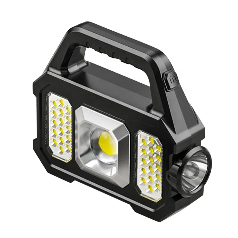 Multifunction Solar Charging LED COB Rechargeable Camping Light Flashlight Emergency Work Search Light With Powered Bank