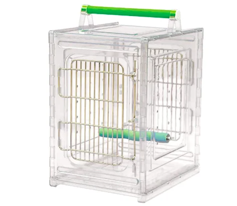 Factory selling modern design acrylic Peony Budgie thrush small parrot bird breeding portable cage bird carrier