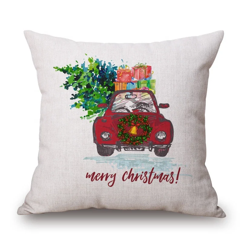 WeaveWin in stock New style Christmas pillow cover New Year cotton linen cushion cover sample room hotel pillow cover