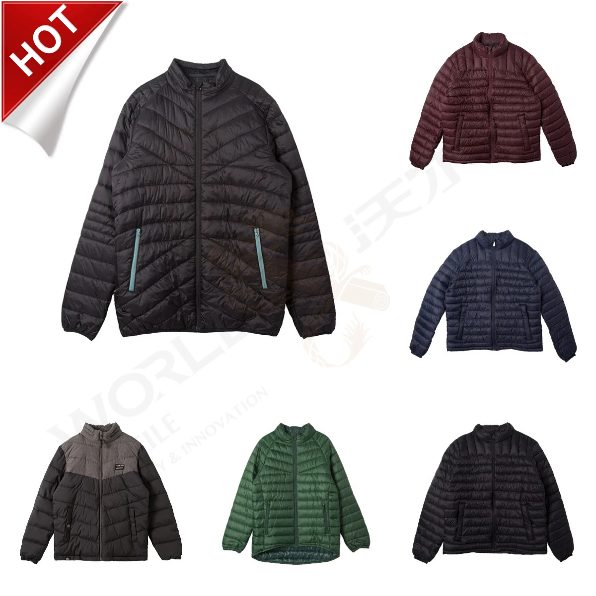OEM Customized Fashion Short Winter Warm Clothes Outdoor Packable Mens Light Weight Jacket Cotton Casual Woven Windproof Jacket
