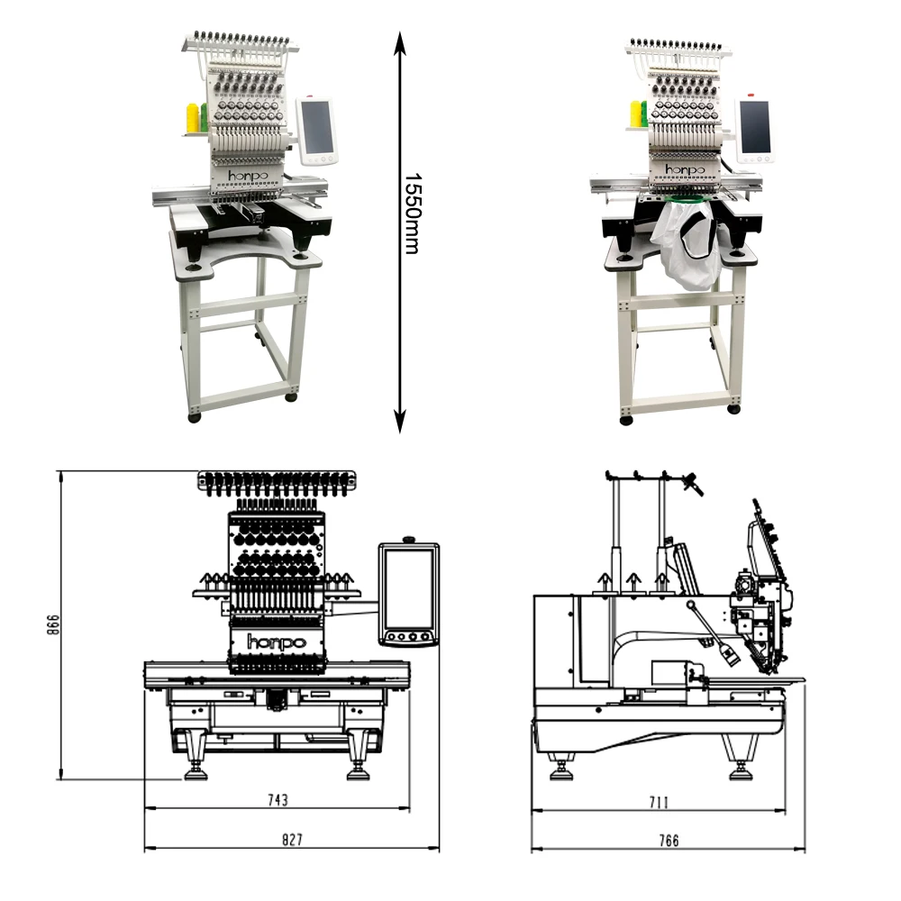 2022 Computer Embroidery Machine Clothes Computerized 15 Needle Best Price Manufacture single head Ca-p Embroidery Machine