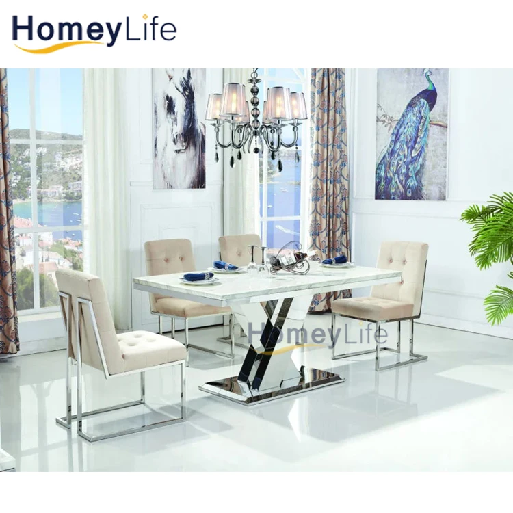 6ft Long Stainless Steel Wedding Banquet Dining Table Gold Frame with White Top