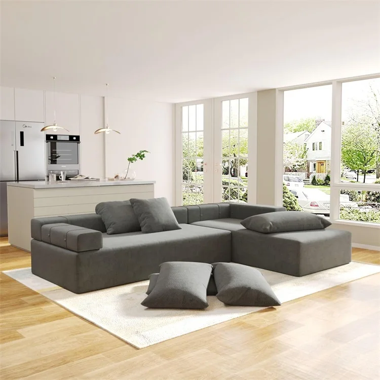 Customizable Modern European Comfortable Modular Compression Sofa Set Sectional Couch Living Room Logo Foam Carton Package