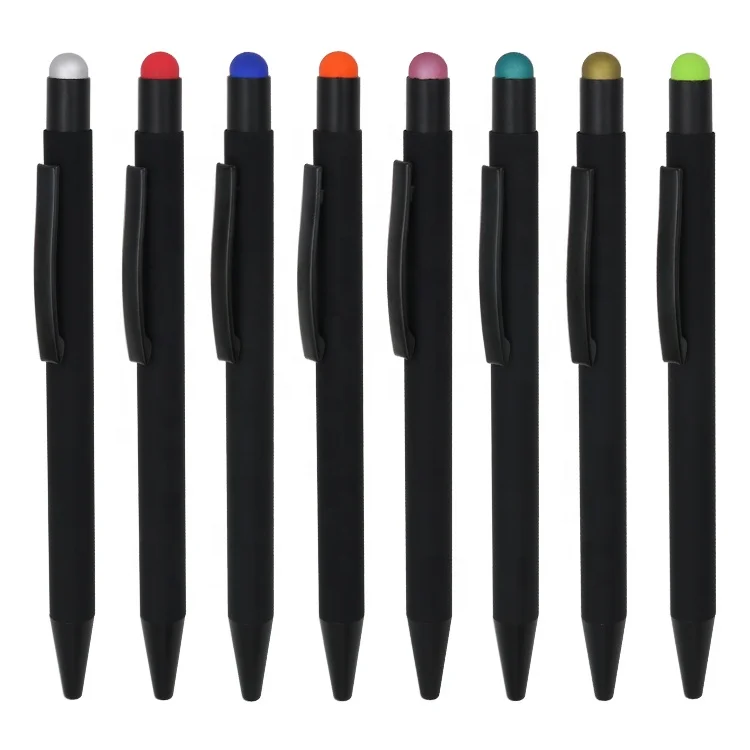 Cheap high quality Promotional pen black Soft Touch metal pens Stylus pen