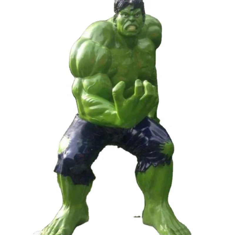 Custom Outdoor Park Decor Famous Superhero Movie Action Figures Muscle Man Fiberglass Life Size Hulk Statue Resin Sculpture