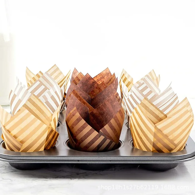 tulip cupcake baking homemade tulip shape muffin cupcake paper cupcake liner cup paper stripe pattern