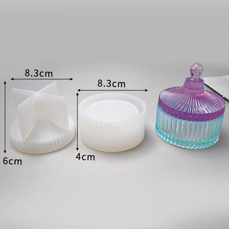 Fast Delivery New Style Crown Shape Crystal Round Striped Storage Box Resin Silicone Mold For DIY Making