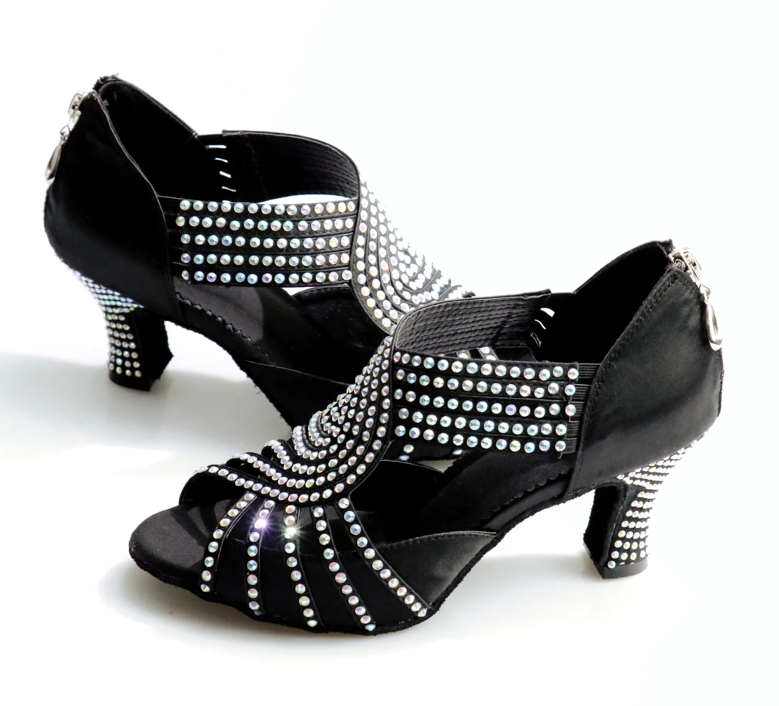 Latin Dance Shoes Tango Rumba Samba Rhinestones Ballroom Dancing Shoes Women Diamond Party Shoes Waltz Square Dance Heel